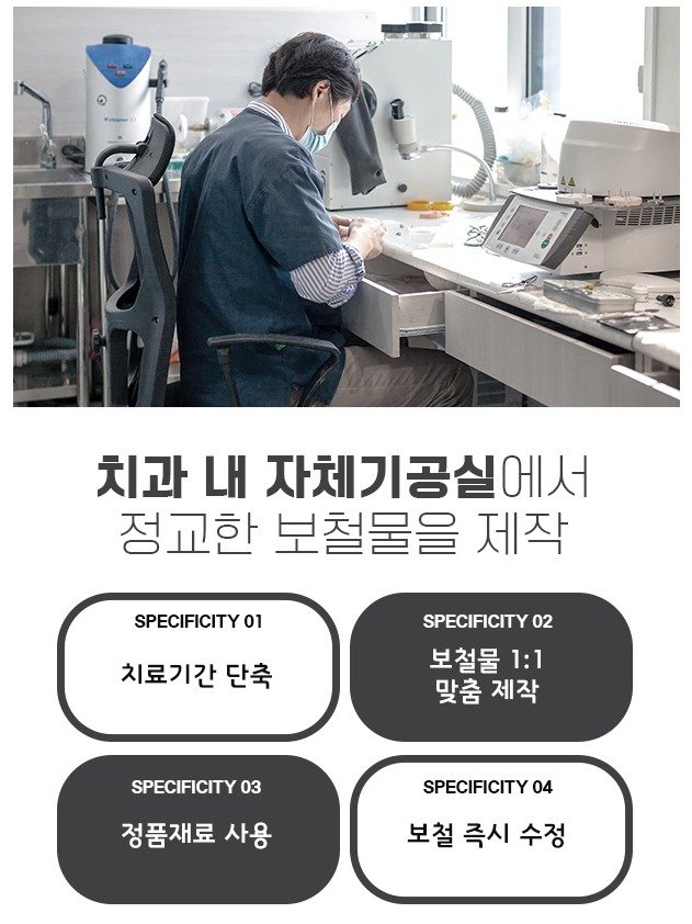 스마일디지털치과 자체 기공실에서 보철물을 제작하는 모습