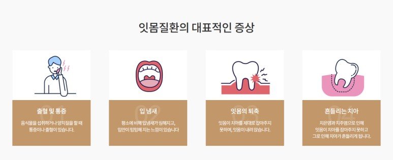 잇몸질환의 대표적인 증상 안내 이미지